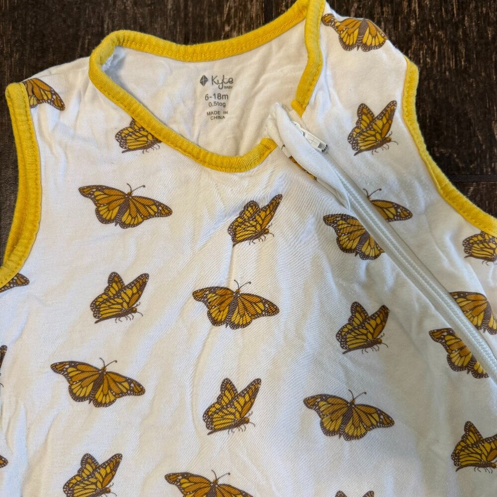 Kyte BABY White Sleep Sack with Yellow Monarch Butterfly Print